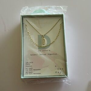 A New Day Women's Necklace 14k Gold Plated Monogram Letter D - NEW IN BOX